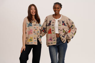 Meow Match Bundle – Cat Lover Cardigan & Nine Lives Knit Vest