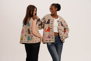 Meow Match Bundle – Cat Lover Cardigan & Nine Lives Knit Vest