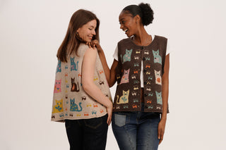 Nine Lives Duo – Retro Cat Knit Vest Bundle