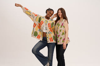 Harvest Layers Bundle – Beige Harvest Cardigan & Carrot Knit Vest Duo