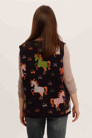 Rainbow Unicorn Knit Vest – Playful Sleeveless Cardigan with Button Detail