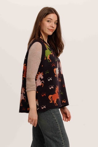 Rainbow Unicorn Knit Vest – Playful Sleeveless Cardigan with Button Detail